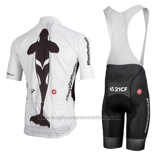 2018 Abbigliamento Ciclismo Sky Bianco Nero Manica Corta e Salopette